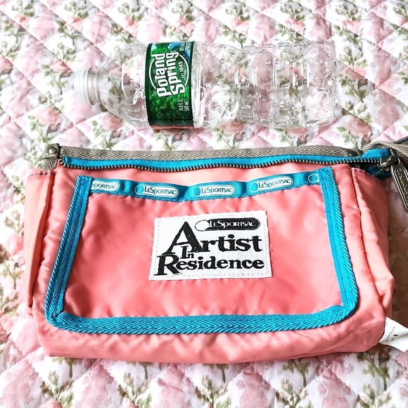 Rare Lesportsac Artist zipper pouch rainbow sky blue pink inner bird art cosm… - Picture 9 of 13